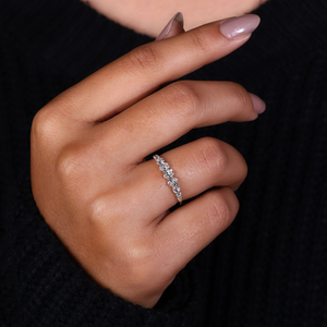 Oval Cut Moissanite Wedding Band Dainty Gold Stacking <b>Ring</b> Minimalist Elegant Anniversary <b>Ring</b> for Women - Product Image 5