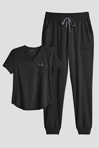 Tenues médicales unisexes à manches courtes, col en V, extensibles, tissées, avec logo personnalisé et motif, pour hôpitaux, salons de beauté et détection par radiofréquence - Product Image 2
