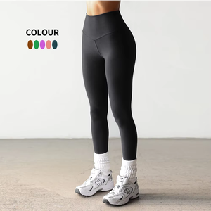 Ensemble de leggings de yoga taille haute sans coutures et brassière de sport à bretelles spaghetti, couleur unie, extensible dans les quatre sens, pour femme - Product Image 6