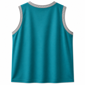 WARPRO Conjunto de Camiseta sin Mangas y Pantalones Cortos Unisex Color Verde Azulado, Ropa de Baloncesto de Poliéster que Absorbe la Humedad, para Todas las Temporadas - Product Image 3