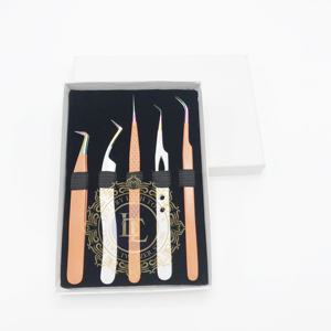 Pinzas para pestañas de acero inoxidable con etiqueta privada de punto arcoíris, pinzas para pestañas con mango suave sostenible, recubrimiento en polvo blanco naranja - Product Image 5