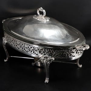 Calentador de comida circular premium con acabado plateado para servicio de buffet en hoteles al mejor precio - Product Image 4