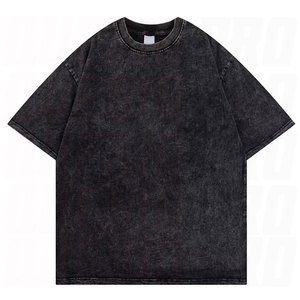 T-shirt délavé pour homme, coupe ample décontractée, style vintage, effet délavé à l'acide, pour homme et femme, noir, streetwear hip-hop, manches courtes - Product Image 1
