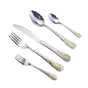 High-quality steel cutlery <b>set</b> with designer handles ensures strength and shine Suitable for home and professional use - Product Image 1