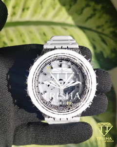 VVS Moissanite <b>Diamond</b> Crown Thorn Bezel <b>Watch</b> in 925 Sterling Silver White Luxury Timepiece - Product Image 3