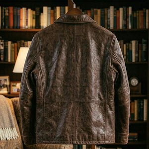 Veste en cuir véritable pour homme de qualité supérieure pour l'automne et l'hiver, style streetwear, teinture unie, avec service OEM, vente en ligne - Product Image 2