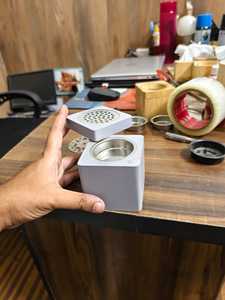 Modern Gray Metal Incense <b>Burner</b> with Perforated Lid Aromatherapy Diffuser <b>for</b> Home Use Hadcrafted Home Decor Wooden Incense - Product Image 2