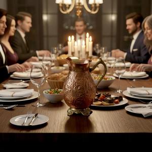 Pichet en cuivre gravé de qualité supérieure, idéal pour les réceptions de mariage et les célébrations traditionnelles, fabriqué à la main en Inde - Product Image 2