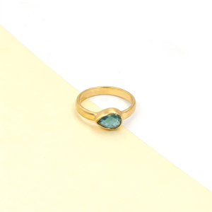 Topaz <b>Ring</b> Checker Cut Handmade Gold Plated Gemstone <b>Ring</b>, Teardrop Topaz <b>Statement</b> <b>Ring</b>, Minimalist November Birthstone Jewelry - Product Image 4