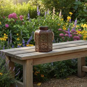 Solar Metal Lantern Outdoor Vintage <b>Moroccan</b> Style Decor Iron Candle Holder Green Patterned <b>Light</b> Garden Patio Home Decoration - Product Image 6