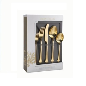 Juego de Cubiertos Modernos de Acero Inoxidable Dorado con Borde Recto, 4 Piezas, Utensilios de Comedor de Lujo, Ecológicos, Aptos para Lavavajillas, para Hoteles - Product Image 6