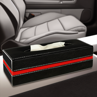 Caja de pañuelos para coche Amato Automotive Premium, organizadores para coche en rojo/negro con dispensador automático de pañuelos