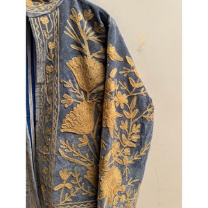 Women's Suzani Velvet Bomber <b>Jacket</b> Handmade Floral Embroidery Boho <b>Hippie</b> Style Reversible Quilted Eco-Friendly Cotton Lining - Product Image 4