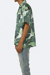 Chemises hawaïennes en coton OEM, impression personnalisée, manches courtes, chemises décontractées pour hommes, été - Product Image 4