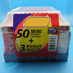 ไฟแช็คพกพาขนาดเล็ก สีดำ บรรจุ 50 ชิ้น/ถาด ของขวัญทางธุรกิจ ปรับเปลวไฟได้ พร้อมแบตเตอรี่ในตัว - Product Image 3