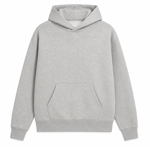 Sweat-shirt à capuche pour homme, coupe classique, gris uni, en molleton de coton, décontracté, avec poches, pour l'hiver, imprimé numériquement, brodé - Product Image 1