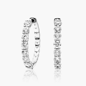 Boucles d'oreilles créoles élégantes en argent 925 avec moissanite, diamants ronds étincelants, bijoux légers et confortables pour femme, cadeau d'anniversaire - Product Image 1