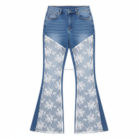 Jeans évasés pour femmes, coupe ample, taille haute, patchwork, respirants, sur mesure, OEM, vente en gros