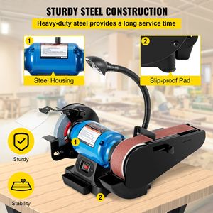 Smerigliatrice a Nastro Elettrica 2-in-1 da 2 Pollici e Levigatrice da Banco da 6 Pollici 3450 Giri/Min, Robusto Supporto a 90 Gradi per la Lavorazione dei Coltelli - Product Image 5