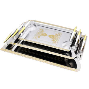 Plateau de service rond décoratif en métal avec poignée pour gâteaux, desserts, table à manger, décoration de la maison, cadeau, hôtel, restaurant, plateau de présentation - Product Image 1