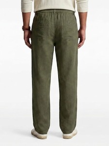 Pantalon décontracté pour homme en coton léger, vert olive, avec cordon de serrage à la taille, style été, devant plat - Product Image 3