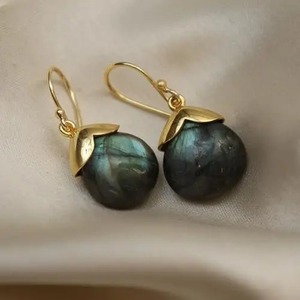 Handcrafted Labradorite Gemstone Drop <b>Earrings</b> Gold Plated Teardrop Design Fashion Jewelry for Everyday Wear - Product Image 1
