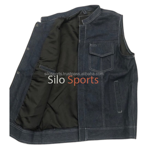 Silo Sports 2025 OEM Best Selling Premium <b>Black</b> Denim <b>Vest</b> <b>Men's</b> Plus-Size Front Pockets Sleeveless High Street Eco-Friendly - Product Image 6