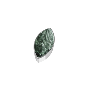 Pendentif coulissant unisexe classique en argent sterling 925 finition haut de gamme avec séraphinite ovale, marquise, poire, fermoir à ressort et chaîne à câble sertie - Product Image 2