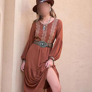 Cinturón de Cuero Genuino Estilo Western con Hebilla de Calavera de Acero, Incrustaciones de Turquesa, Color Marrón Cognac, Estilo Casual, Resistente e Impermeable - Product Image 4