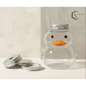 500ml Cute Duck Shape PET Plastic Bottle with Aluminum <b>Screw</b> Lid OEM Beverage Packaging for Milk Tea Juice Coffee <b>Secure</b> Sealing - Product Image 1