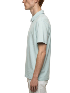 T-shirt décontracté pour homme, bleu clair, à manches courtes, col rond, coupe oversize, couleur unie, jersey délavé à l'acide, séchage rapide - Product Image 3