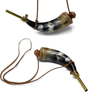 Cuerno de Caza Rústico y Económico con Correa de Cuero para Acampar al Aire Libre, Caza y Accesorios de Disfraces Históricos - Product Image 2