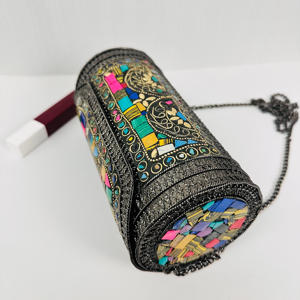 Modern Luxury Boho Ethnic Metal Mosaic <b>Clutch</b> <b>Bag</b> Antique Polished Sculpture Evening Party Purse Handcrafted Metal Crafts - Product Image 6
