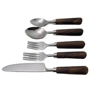 Set sendok garpu dapur desain modern alat makan gagang Resin & Kayu 5 "dengan harga pabrik rendah diskon besar-besaran