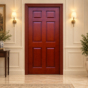 Puerta Interior Tradicional de Madera Sólida con Acabado de Seis Paneles para Oficina en Casa, Apertura Manual - Product Image 1