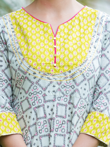 Kurta Anarkali en coton imprimé multicolore, vêtements ethniques traditionnels décontractés pour femmes, protection solaire, séchage rapide - Product Image 2