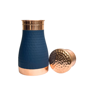 กระติกน้ำทองแดงสีน้ำเงิน OTSAK พรีเมียม รักษ์โลก ดีไซน์ทันสมัย ฝาปิดแบบตอกลาย  ขนาดพกพา สำหรับสำนักงานและบ้าน ความจุ 1000 มล. - Product Image 1