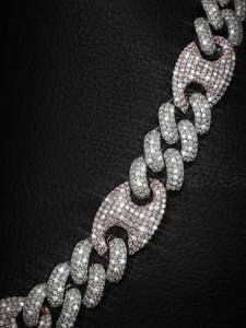 Luxury 925 Silver Rose Gold Plated Moissanite Diamond Cuban Link Chain <b>Necklace</b> Hip Hop Bling <b>Statement</b> Jewelry - Product Image 3