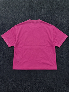 Camiseta Gráfica Personalizada Rosa de Pedrería de Alto Gramaje, Estilo Y2K Oversize con Estampado Hinchado de Ángel, para Hombre, de Corte Cuadrado, Estilo Streetwear, Venta al por Mayor - Product Image 3