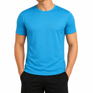 T-shirt pour homme 100% coton, poids lourd, manches courtes, couleur unie, tricoté, respirant, séchage rapide, décontracté - Product Image 1