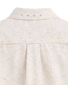 Chaqueta Vaquera Corta Beige Personalizada para Mujer con Cierre de Botones Frontales con Pedrería, Manga Larga, Estilo Urbano - Product Image 6