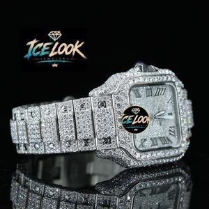 Montre mécanique avec incrustation de diamants, cadran carré, chiffres romains, bracelet, montre-bracelet, bijoux de luxe à la mode - Product Image 2