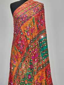 <b>Wedding</b> Wear Mirror <b>Shawls</b> Fashion Scarves & Hijabs Elegant Traditional Embroidery Festive Party Wear Women Wholesale Clothing - Product Image 3