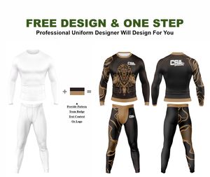 ชุดออกกำลังกาย MMA ขายดี ชุดรัดกล้ามเนื้อ BJJ Rush Guard และกางเกงขาสั้น ผ้าสแปนเด็กซ์สั่งทำพิเศษ พิมพ์ลายแบบ Sublimation ชุดรัดกล้ามเนื้อผู้ชาย - Product Image 2