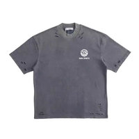 Créez votre propre logo imprimé sur des t-shirts pour hommes effet usé, 100% coton, coupe ample, style décontracté, dernier design de t-shirt usé pour hommes