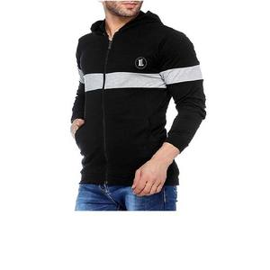 Sudaderas con capucha de moda para hombre, 330 g/m², con cremallera, estilo desgastado, al por mayor, negras, nuevo diseño, lisas - Product Image 3