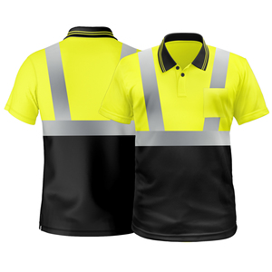 Polo de sécurité haute visibilité Classe 2 Réfléchissant Jaune Noir Vêtements de travail pour les ouvriers du bâtiment - Product Image 2