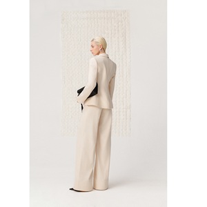 New Collection Blazer Set For Women Elegant Tailored Double Breasted Sparkly ODM Lightweight Luminous Mesh Fabric Peplum <b>Jacket</b> - Product Image 1