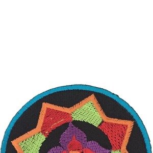 Circular Embroidered Wave <b>Patch</b> with Clouds Gold Accents Eco-Friendly PVC Nonwoven Felt <b>Sew</b>-<b>On</b> Fabric for Crafting Decor - Product Image 2