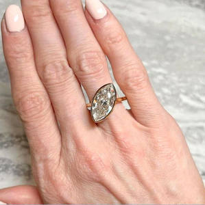 2.50 CT Marquise Cut Moissanite Diamond Huge Bezel Setting <b>Solitaire</b> Engagement Wedding Anniversary Minimalist 925 <b>Silver</b> <b>Ring</b> - Product Image 2